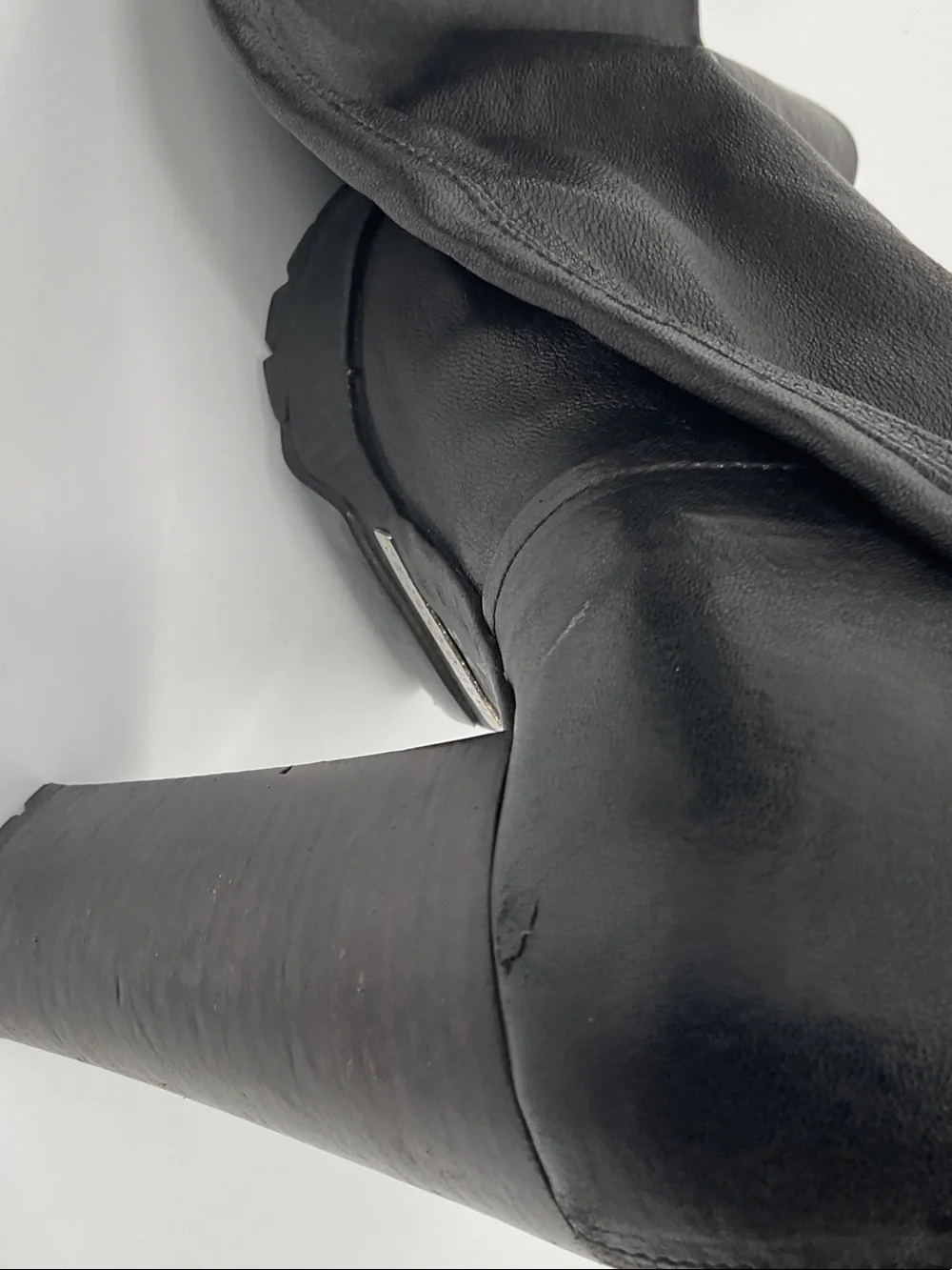 Over-the-Knee Black Leather High-Heel Boots